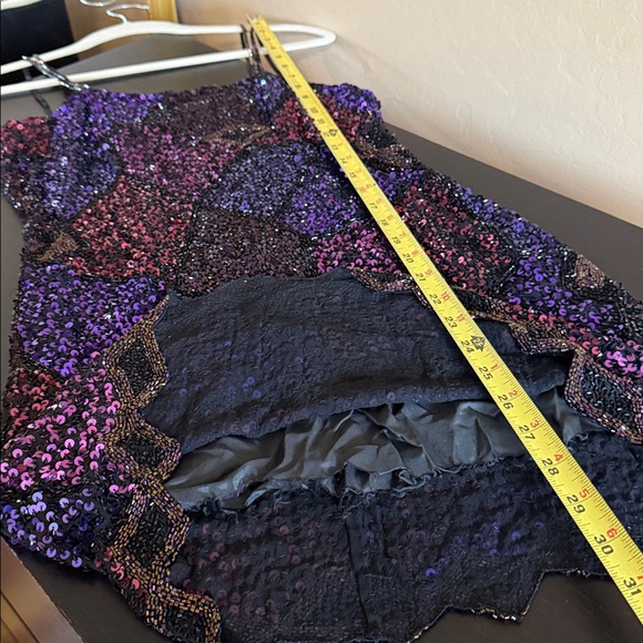 Vintage Black Tie Oleg Cassini Shades of Purple & Black Sequin Mini Dress 4 - Picture 16 of 17